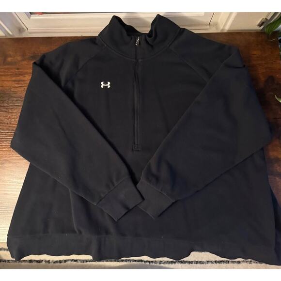 Under Armour Rival Terry Black Cotton-Blend Men's 1/2 Zip Pullover Sweater -3XL - Picture 2 of 8